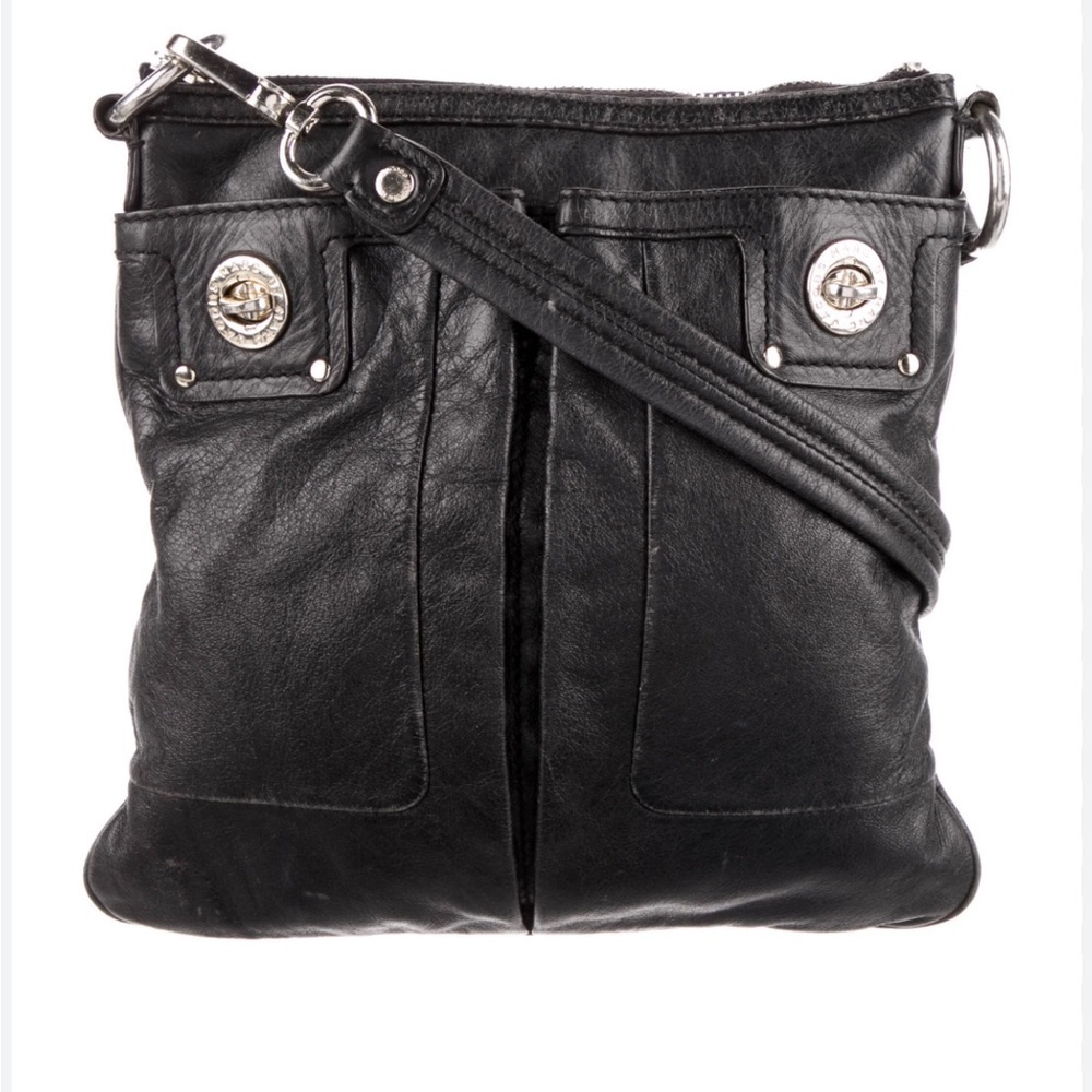 Marc Jacobs Totally Turnlock Crossbody Purse in Black Leather